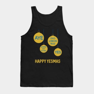 Gold Happy Yesmas Christmas Decoration Bauble Design Tank Top